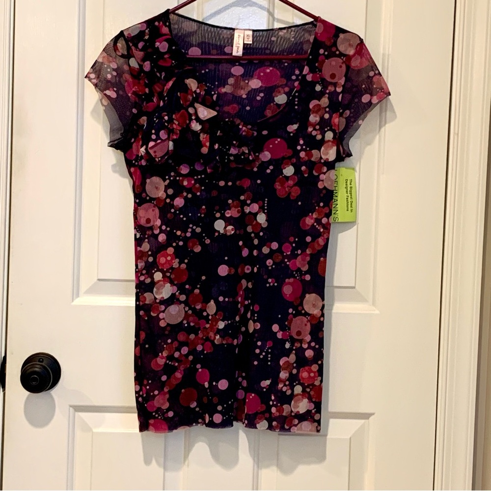 Sweet Pea Pink and Black Sheer Top